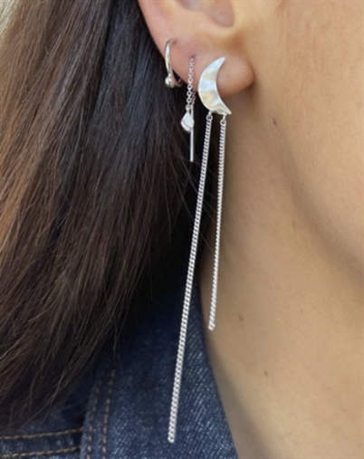 Stine A - Bella Moon With Long Chains Single Ørering - Sølvfarvet